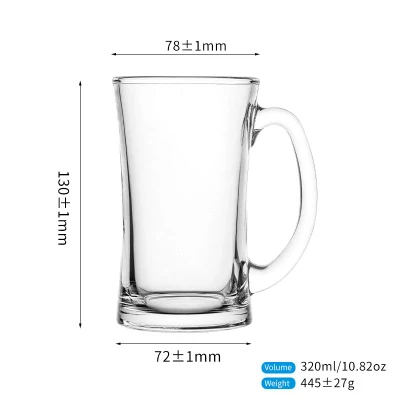 320ml 10.8oz Large Capacity Glass Cup Beer Mug with Handle