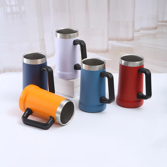 Hot Sale 700ml Double Wall Insulated Stainless Steel Beer Mug with Handle