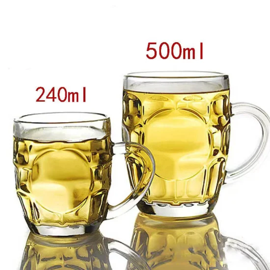 16.5oz 500ml Cheapest Soda Lime Machine Pressing Beer Glass Mug with Handle