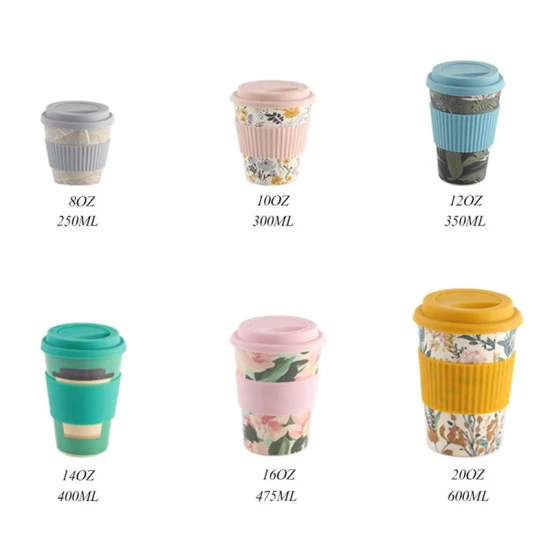 12oz 16oz 350ml 400ml Customized Recycled Plastic RPET Coffee Mug Cups Wholesale with Silicone Lid and Sleeve